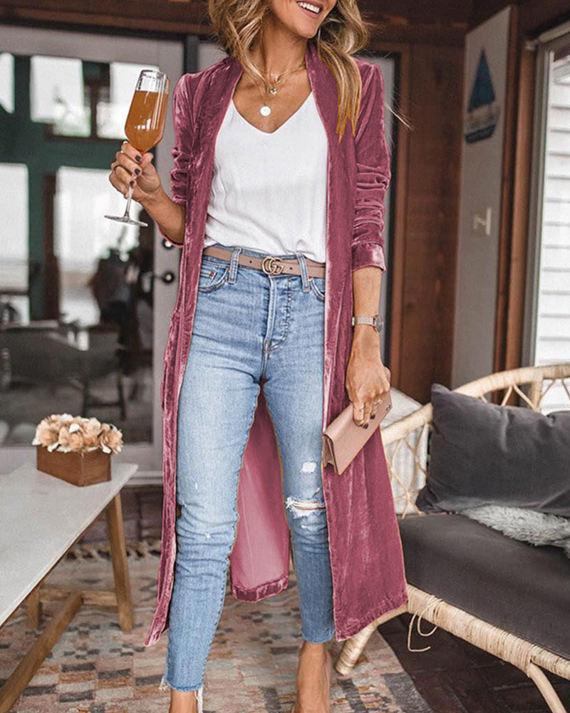 Liliana - Women's Velvet Longline Cardigan
