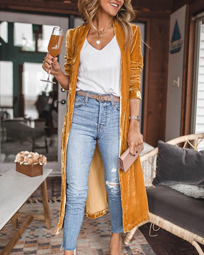 Liliana - Women's Velvet Longline Cardigan