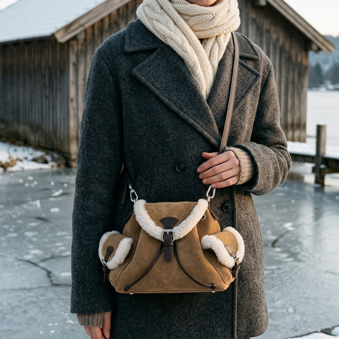 Odessandre Shearling Shoulder Bag