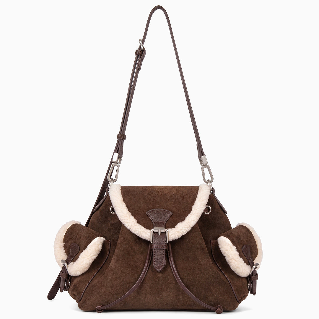 Odessandre Shearling Shoulder Bag