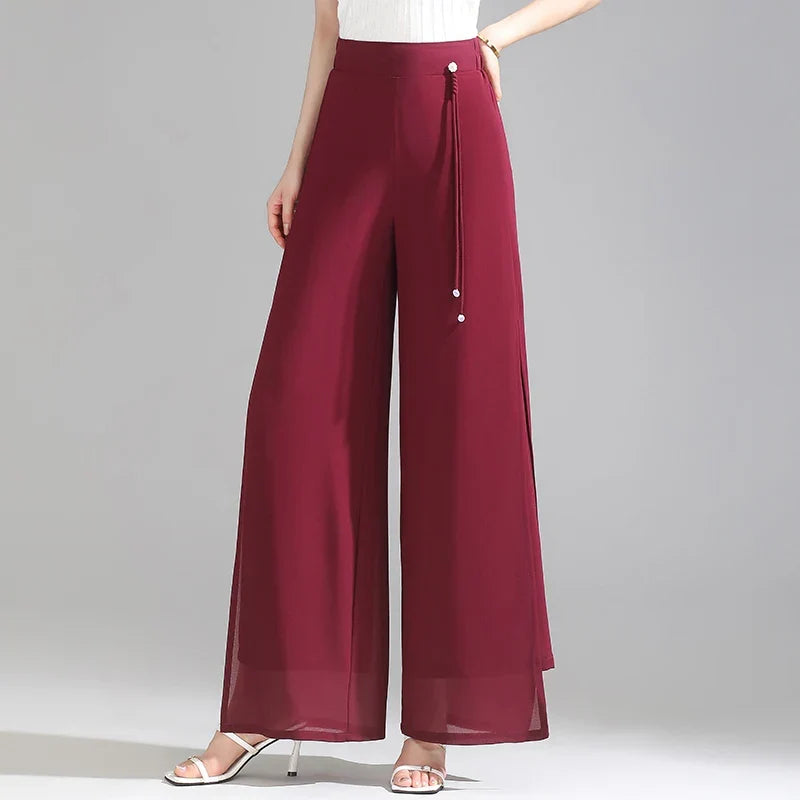 Olivia Chiffon Wide-Leg Pants