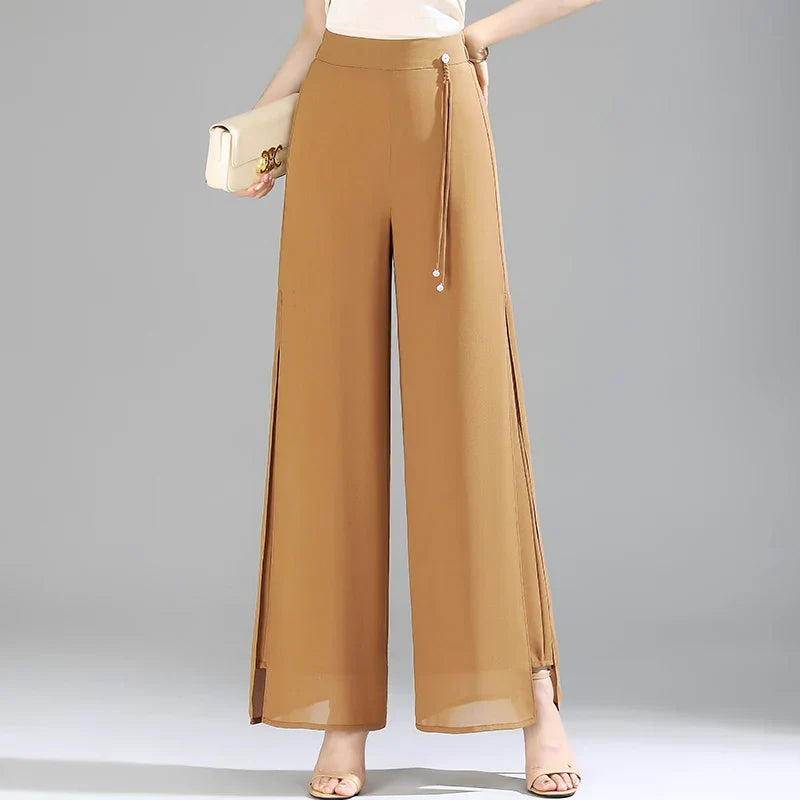 Olivia Chiffon Wide-Leg Pants