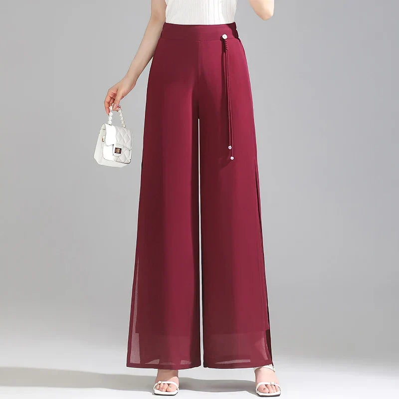 Olivia Chiffon Wide-Leg Pants
