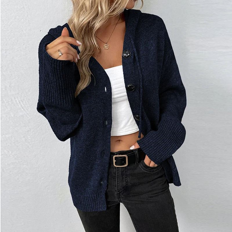 Vivian - Women's Relaxed Hooded Knit Cardigan