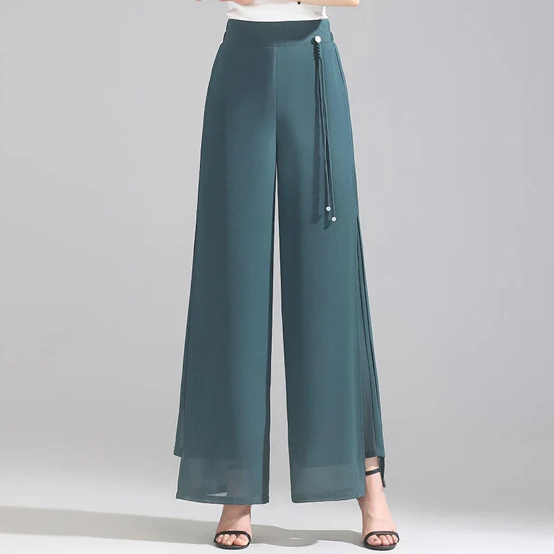Olivia Chiffon Wide-Leg Pants