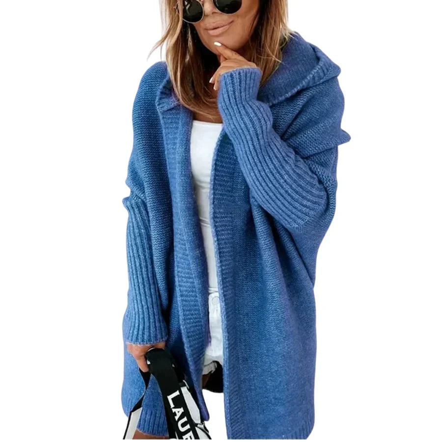 Taylor - Mid-Length Cardigan with Contrast Stitching